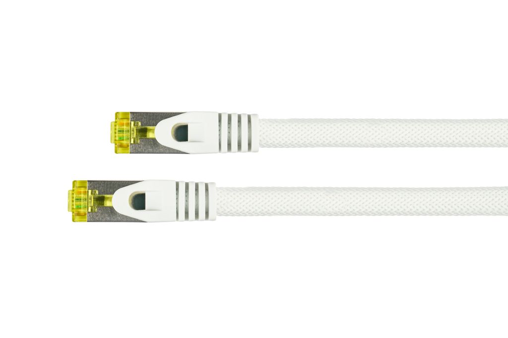 RJ45 Patchkabel Cat. 7 SFTP mit Nylongeflecht, weiß, 0,25m