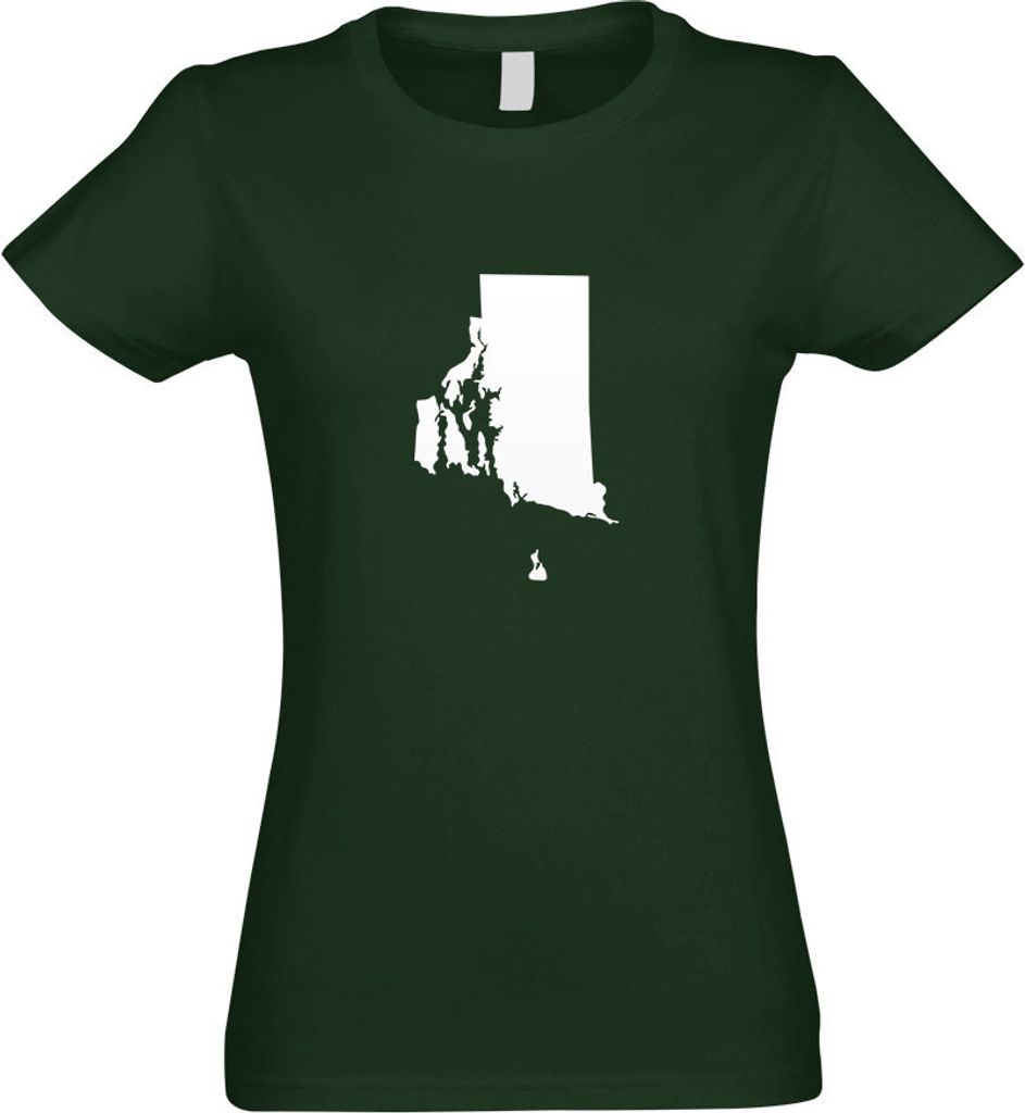 Kiwistar - T-Shirt tailliert - Damen - flaschengrün - USA - Bundesstaat - Rhode Island - mit Motiv Bedruckt - Funshirt Design - Sport - Freizeit -...