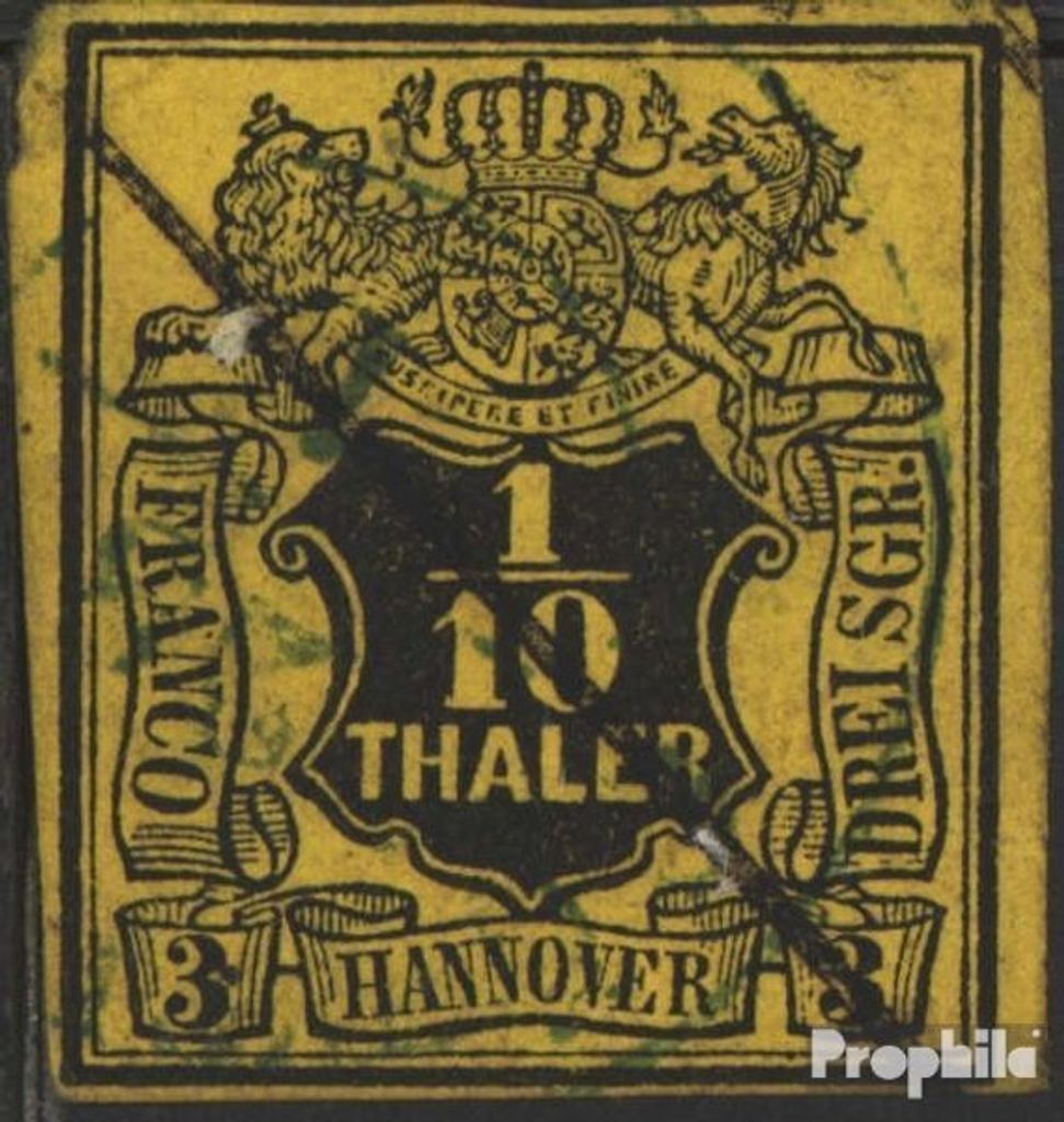 Briefmarken Hannover (Altdeutschland) 1851 Mi 5 Pracht gestempelt Wertschild