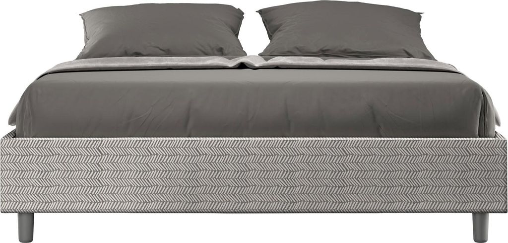 ITYHOME - Gepolstertes Bett mit Lattenrost 160x200 mit Stoffbezug Aragona 1 Weiß Azelia