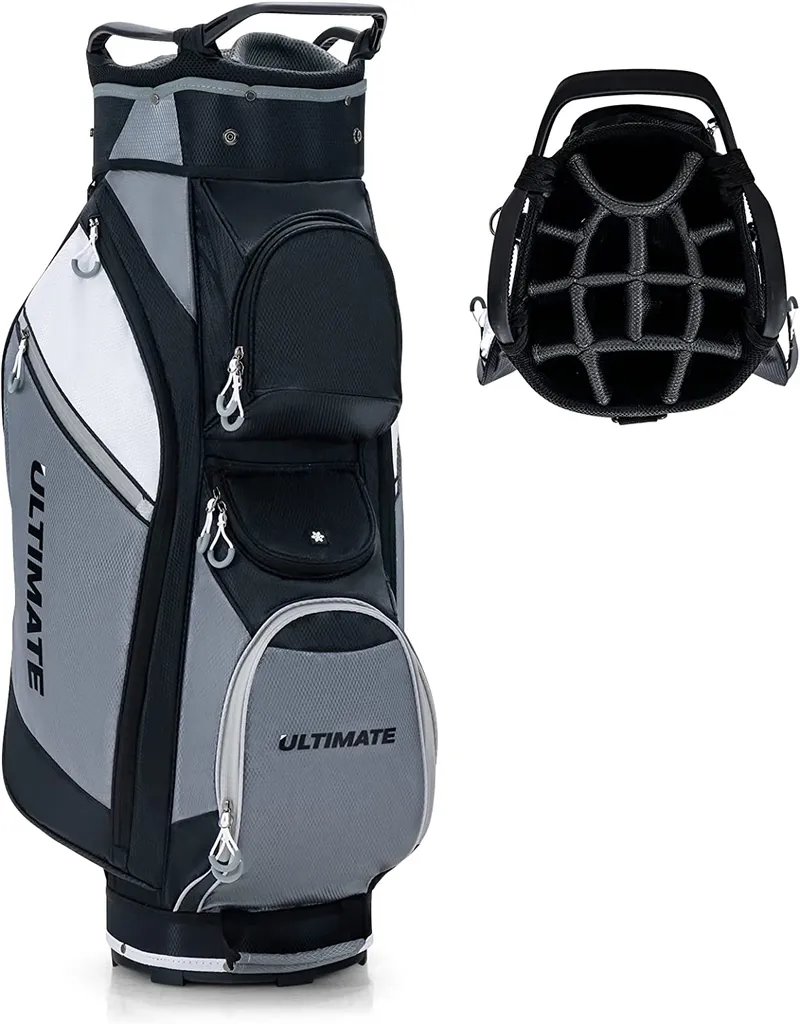 Sac de golf COSTWAY avec 14 compartiments et sac isotherme intégré