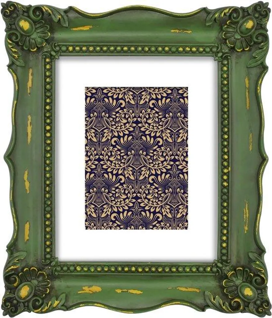 Cadre décoratif en bois vert de style baroque italien - Format 20x25 cm