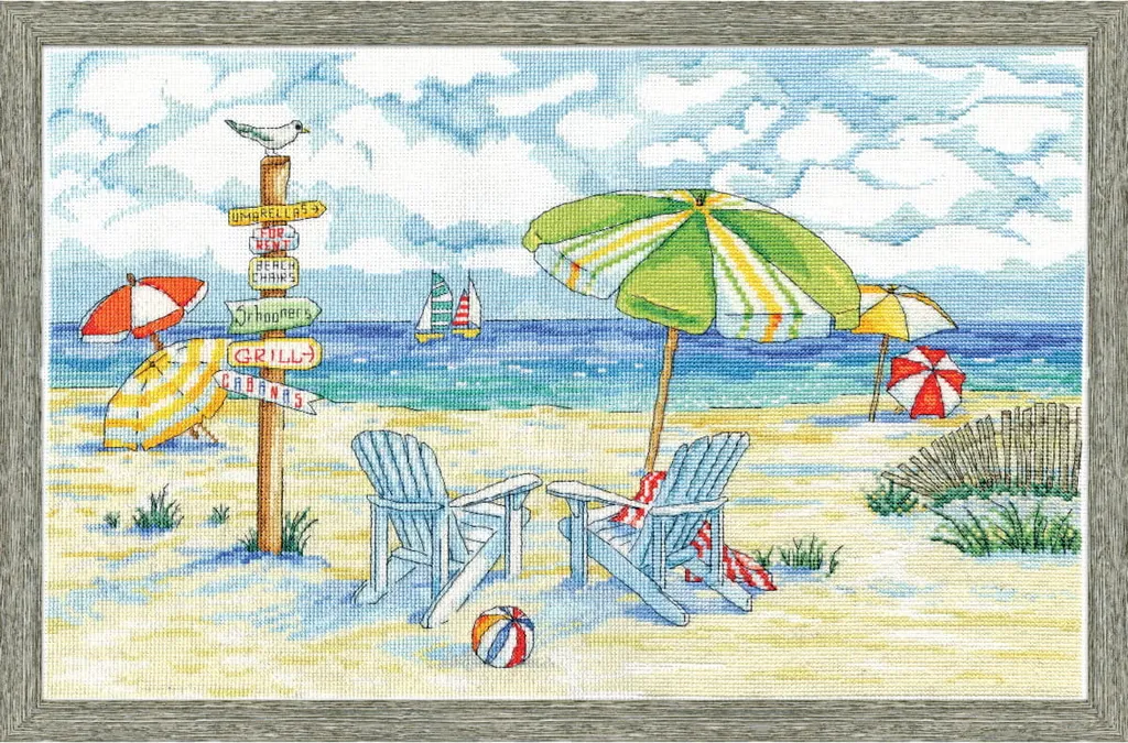 Kit broderie point de croix compté Panneaux de Plage Design Works 28x46cm