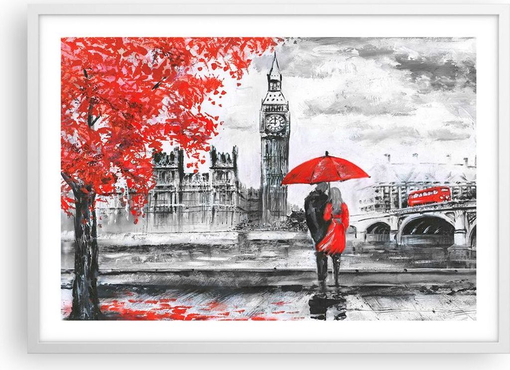 Gerahmtes Poster - Weißer Rahmen - London Architektur big ben - 70x50 cm - Wand Bild - Wanddeko - Wandbilder - Wandposter - Bilderrahmen - Bilder ...