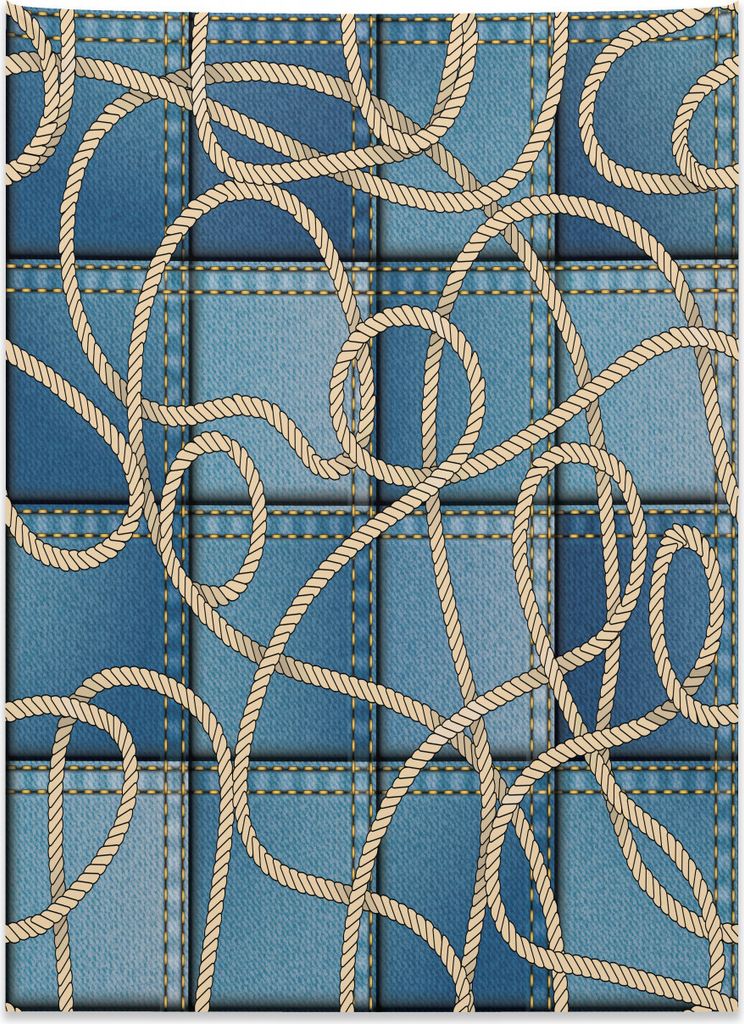 Abakuhaus Blau Wandteppich, Denim-Patchwork-Seil aus Weiches Mikrofaser Stoff Kein Verblassen Klare Farben Waschbar, 110 x 150 cm, Blau