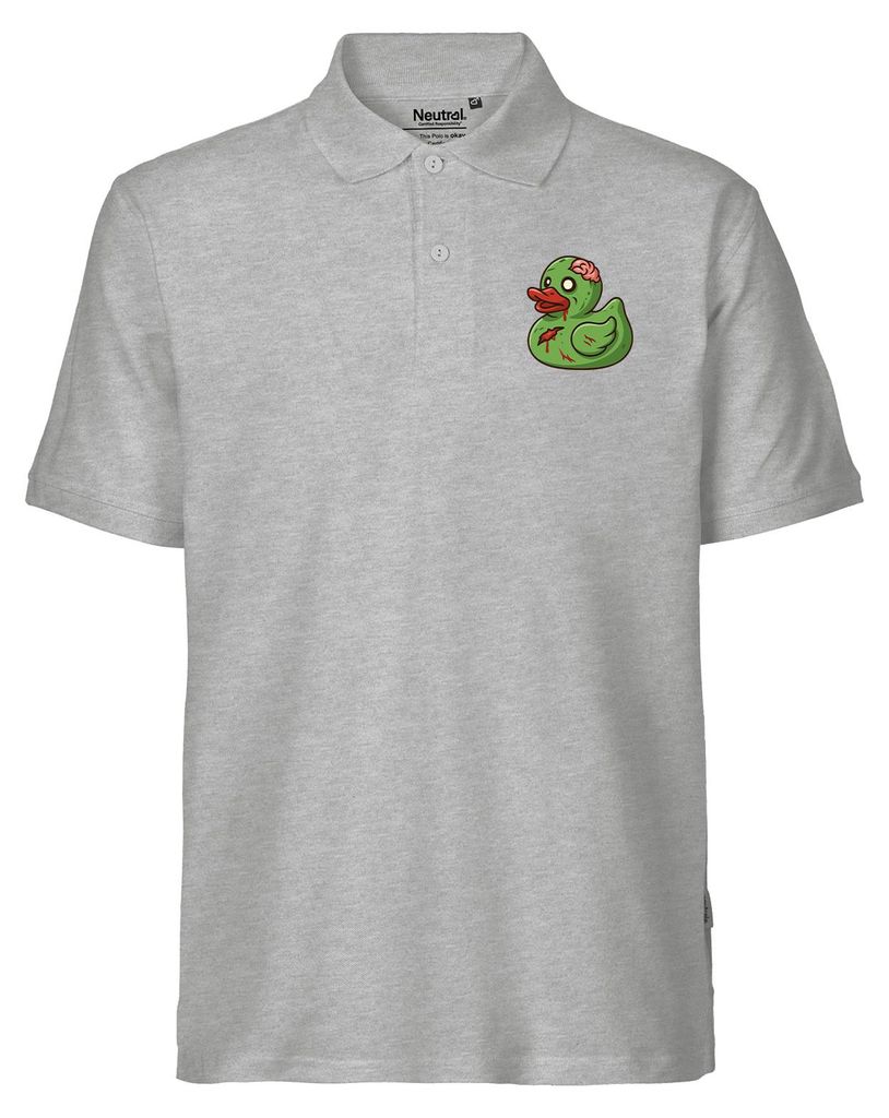 Huuraa Herren Polo Shirt Quietscheente Zombie Gummiente Halloween S Sport Grey Bio Baumwolle Fairtrade Poloshirt Geschenkidee