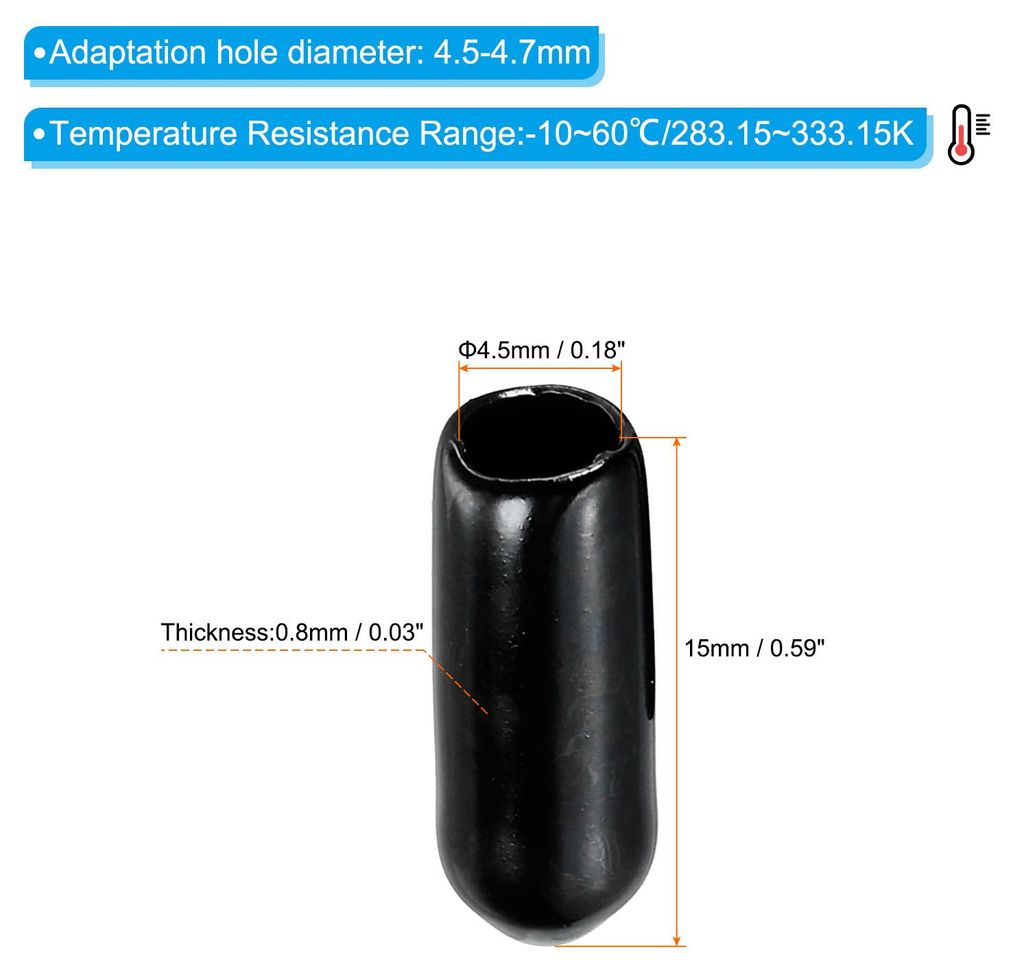 4,5 mm Vinyl-Gummikappen, 150er Pack flexible Schraubenabdeckungen, runde Gewindeschutzkappen fš¹r Metallrohre, Bolzen, schwarz