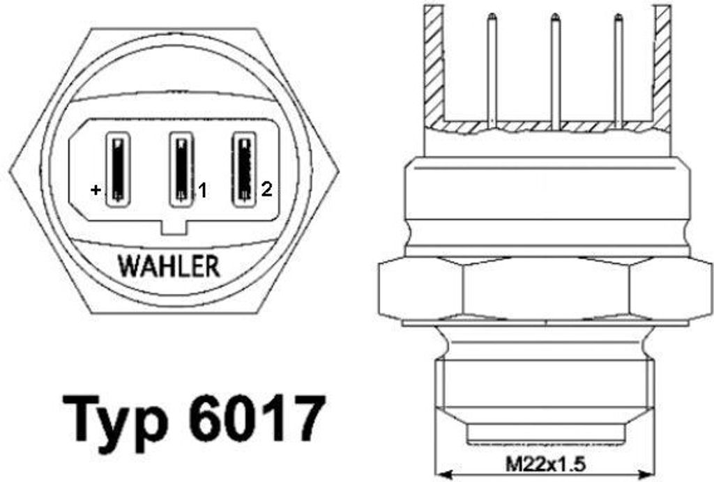 WAHLER 6017.85D Temperaturschalter Kühlerlüfter Thermoschalter für FIAT Uno Schrägheck (146) TIPO (160) CROMA (154) RITMO I (138A) TEMPRA (159)