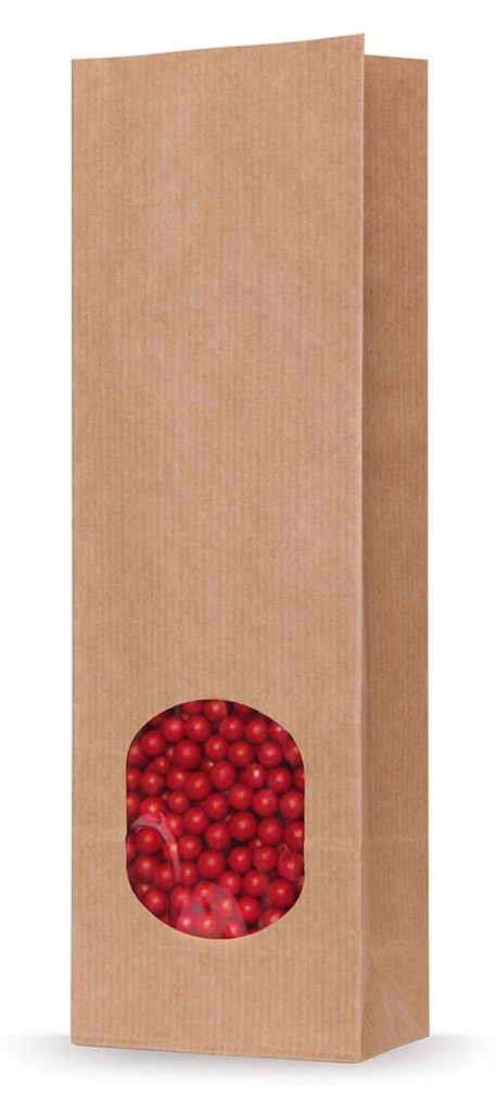 100x Blockbodenbeutel Kraftpapier braun mit Sichtfenster  Produktbild 