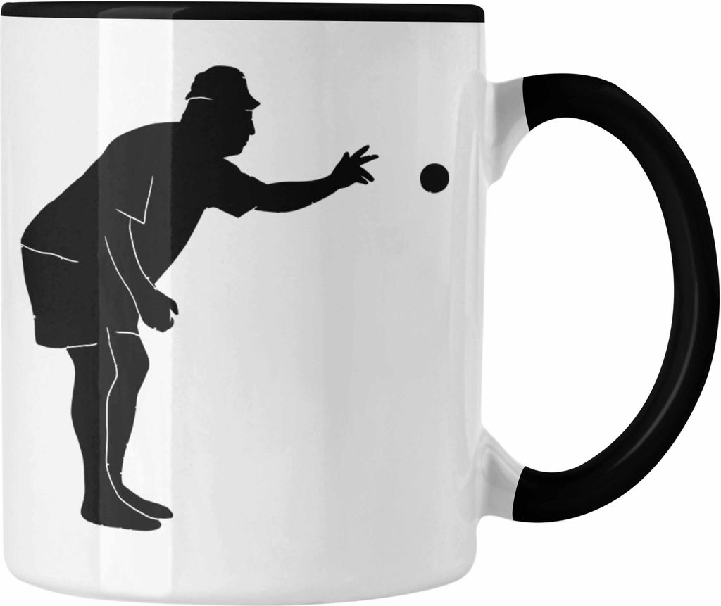 Trendation - Boule Tasse Geschenk Boule-Spieler Geschenkidee Spruch Grafik Werfender Boule Spieler (Schwarz)
