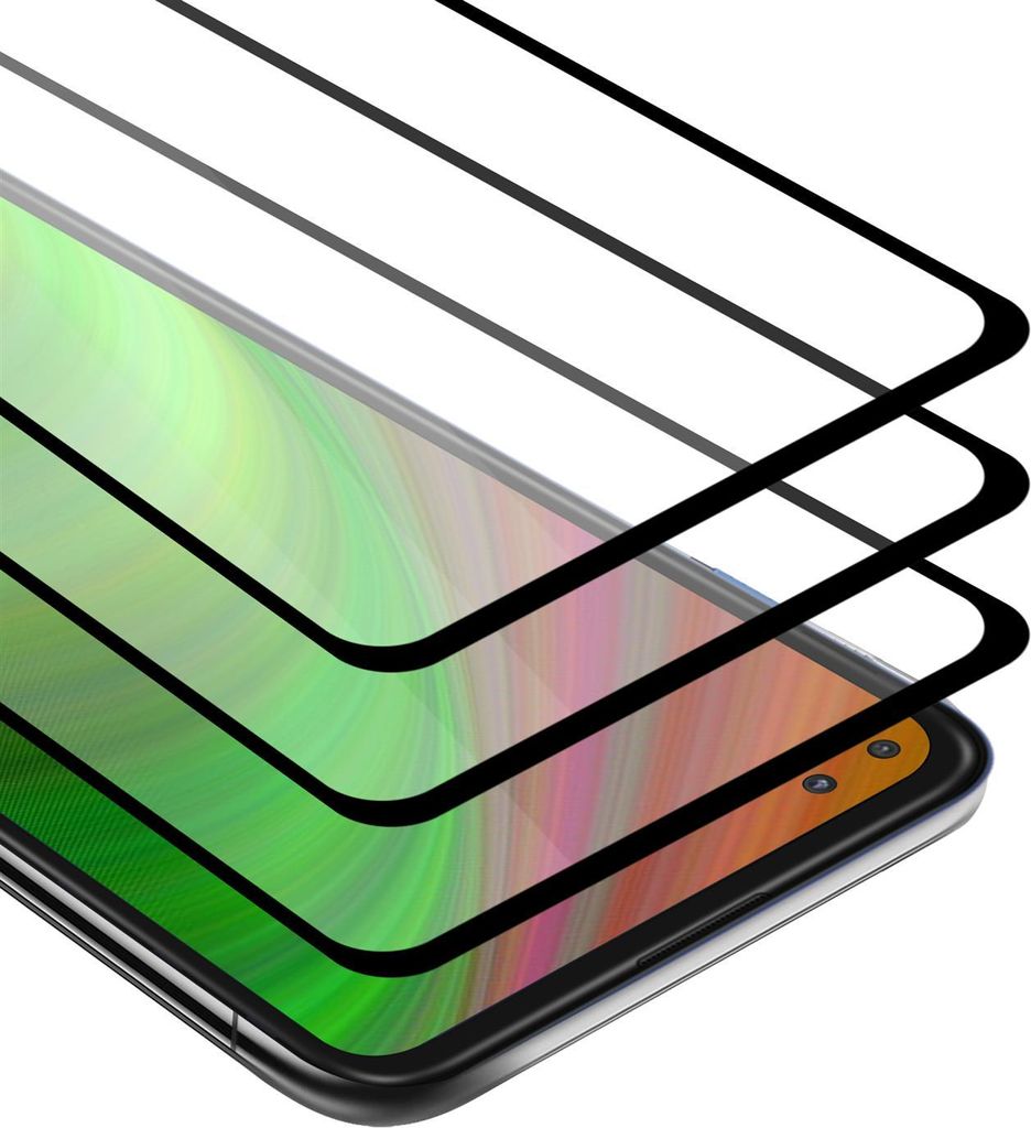 Cadorabo 3x Vollbild Panzer Folie für Motorola Moto G 5G Plus Schutzfolie in Schwarz Tempered Display-Schutzglas