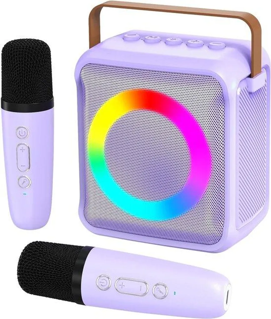Set karaoké LED avec modificateur de voix et 2 micros pour tout âge