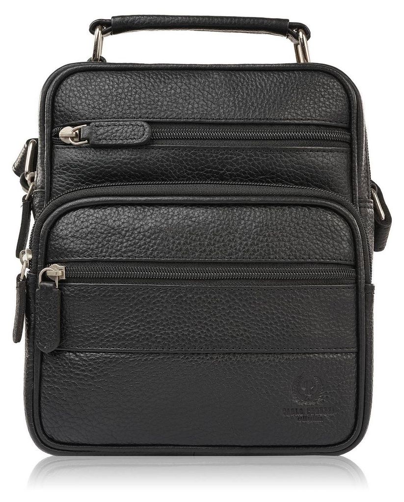 Herren Leder Umhängetasche elegant für die Arbeit praktisch schwarz Paolo Peruzzi T-128-BL
