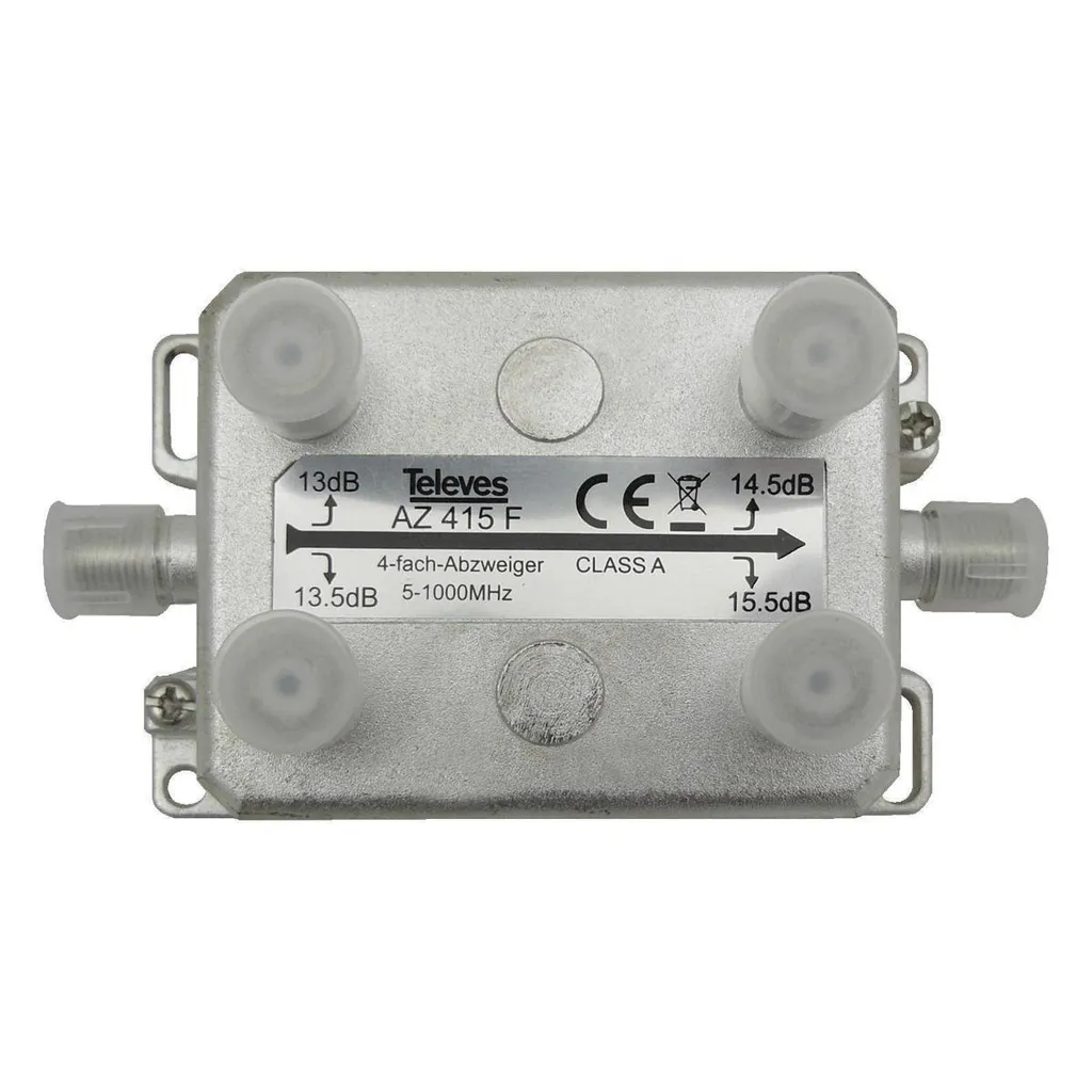 Répartiteur Televes F quadruple 4-1000 MHz AZ415F avec atténuation 12-16dB