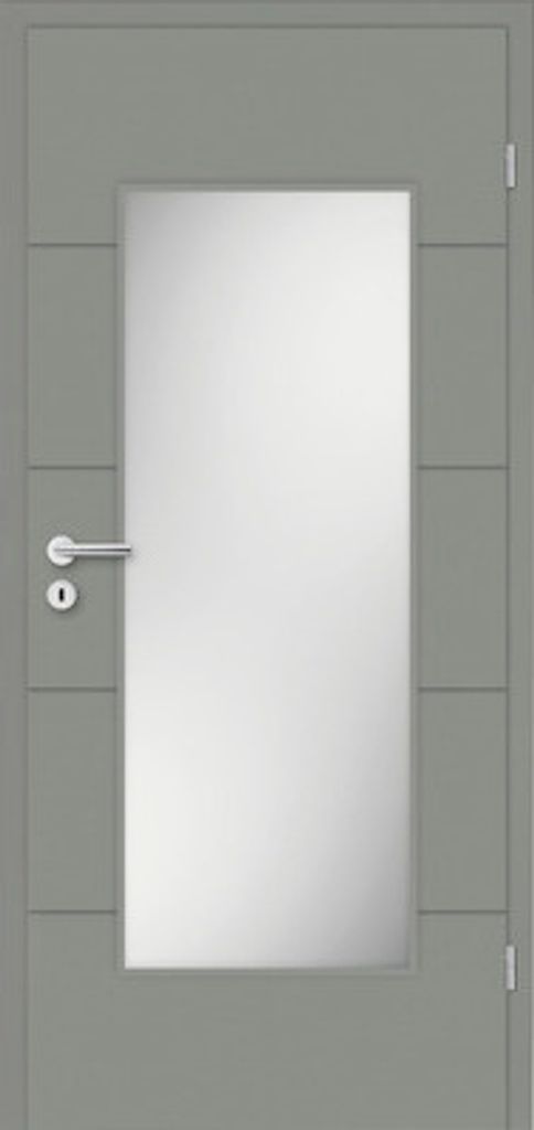 Pertura Zimmertür Perla 05 edelgrau lackiert 98,5x198,5 cm Rechts mit Lichtausschnitte HD (ohne Glas)