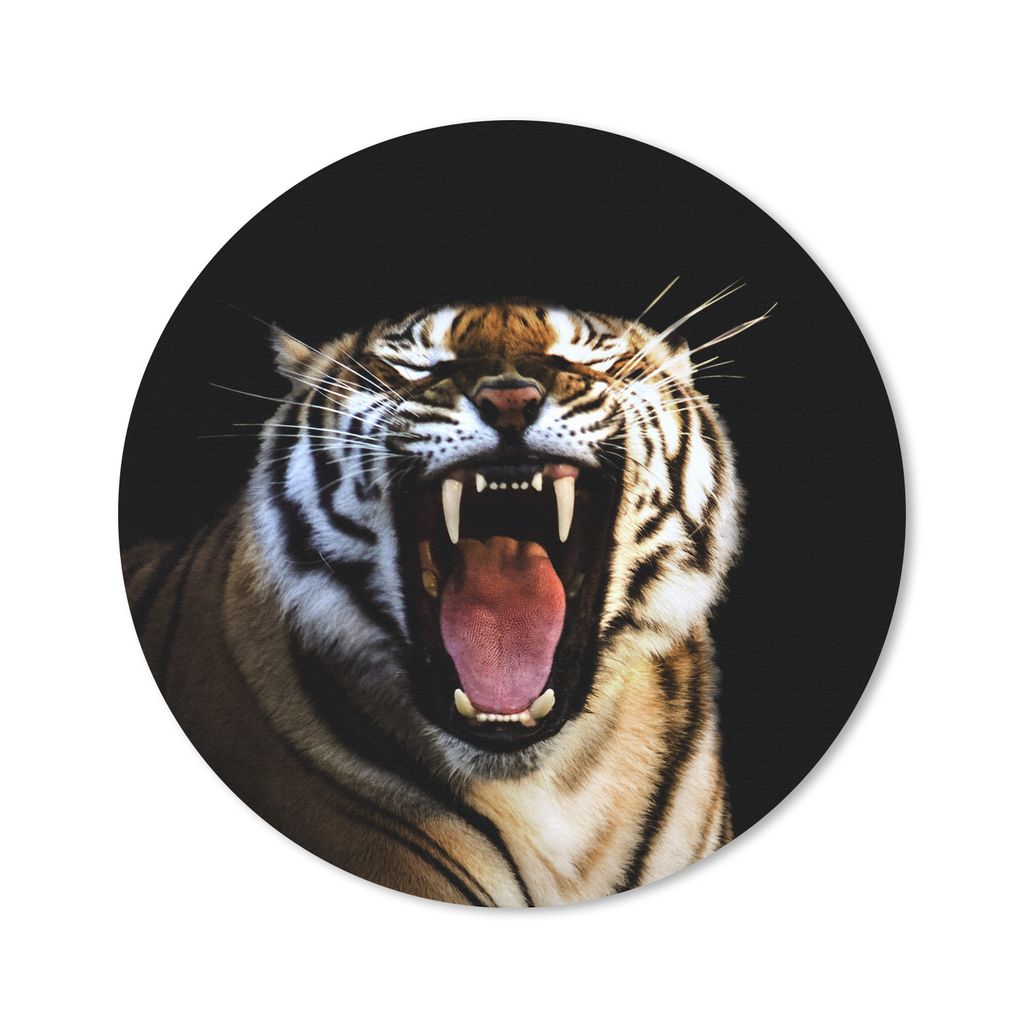 MuchoWow Mauspad Mousepad Tiger - Zähne - Schwarz 30x30 cm - Mousepads - Maus Mat - Pad - Mausunterlage - Tischunterlage - Schreibtischmatten