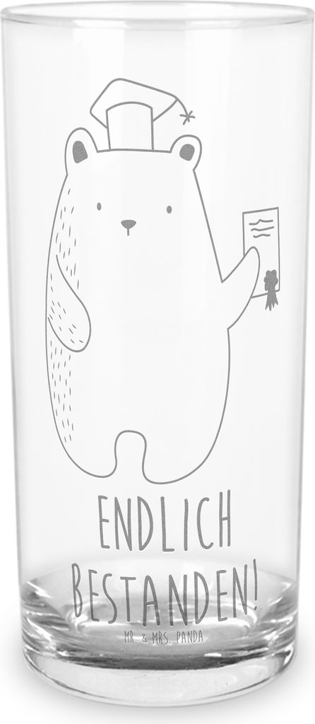 Mr. & Mrs. Panda Cocktailglas Bär Prüfung 200 ml - Transparent - Geschenk, Wasserglas, Abitur, Zeugnis, Longdrinkglas, Tumbler, Prüfungen, Teddy...