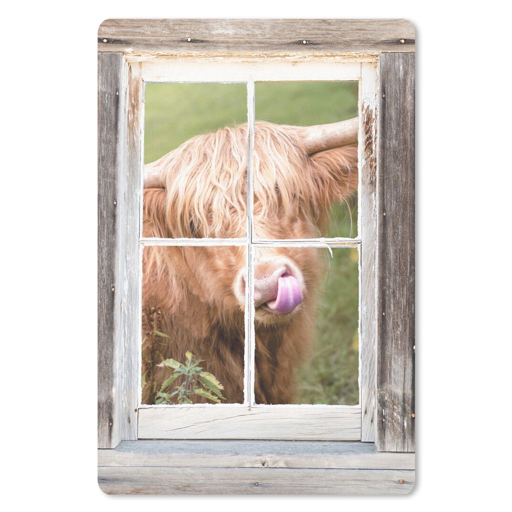 MuchoWow Mauspad Mousepad Highlander - Fenster - Zunge - Ausblick 40x60 cm - Mousepads - Maus Mat - Pad - Mausunterlage - Schreibtisch Accesoire