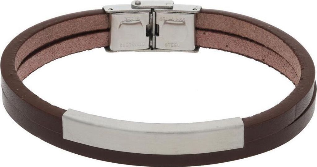 JuwelmaLux Herren Armband Leder Edelstahl JL45-03-0006 22,5 cm