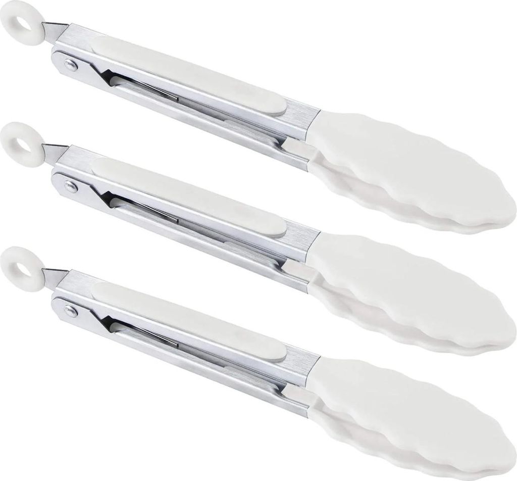 Küchenzangen für Lebensmittel – 17,8 cm große Mini-Servierzangen aus Silikon – 3er-Set