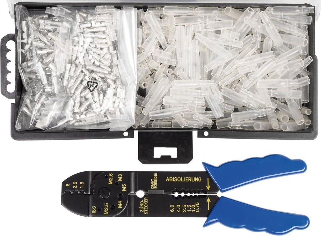 SW-Stahl 42591L Rundstecker Satz mit Crimpzange I 125 Rundstecker isoliert I 125 Rundsteckhülsen isoliert I Crimpzange Rundstecker Satz I wasserdi...