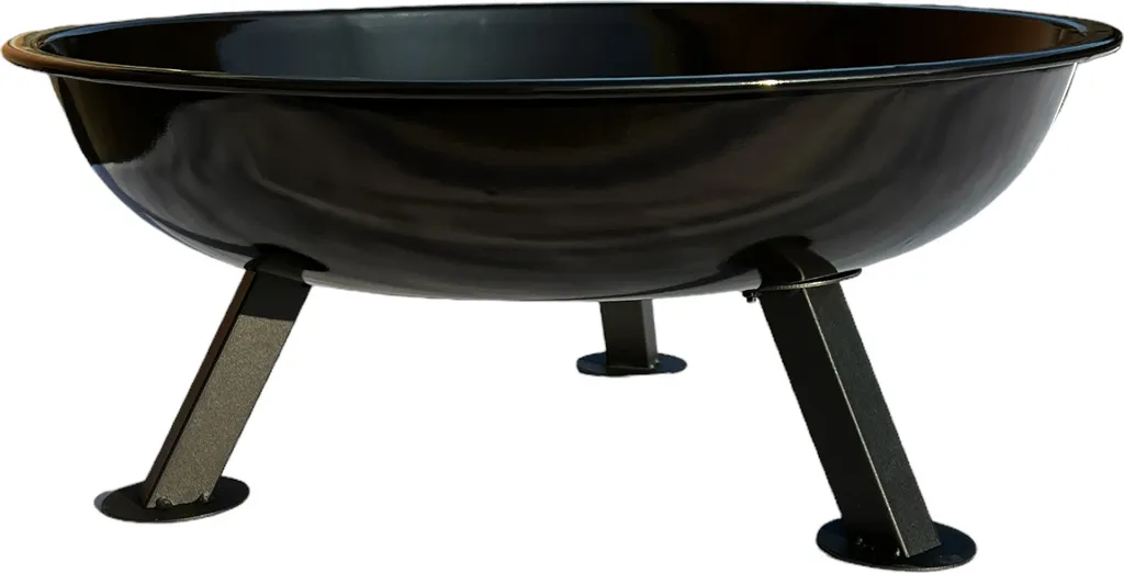 Brasero extérieur rond 57 cm noir mat foyer de jardin en acier durable