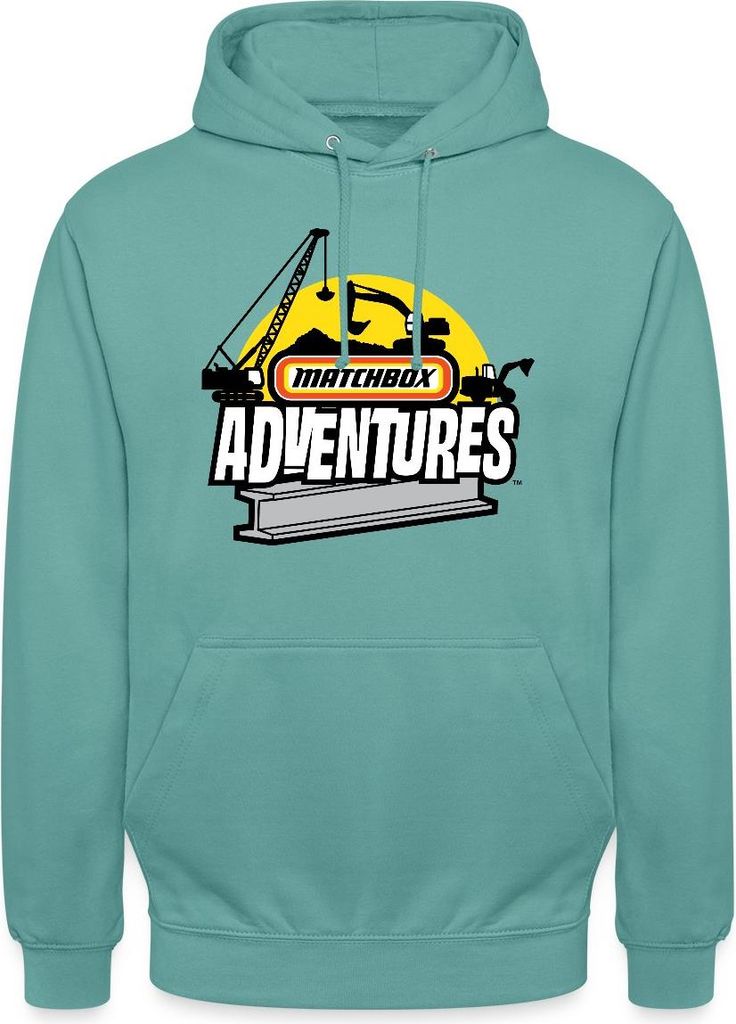Spreadshirt Matchbox Adventures Design Mit Kran Und Bagger Uni Hoodie, XXL, Pastelltürkis