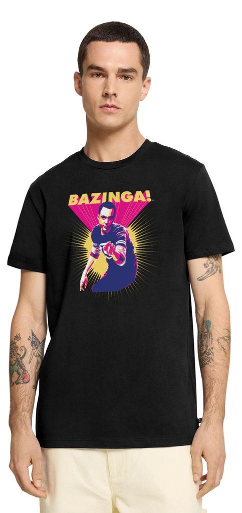 Spreadshirt The Big Bang Theory Sheldon Bazinga Männer Premium T-Shirt, 3XL, Schwarz