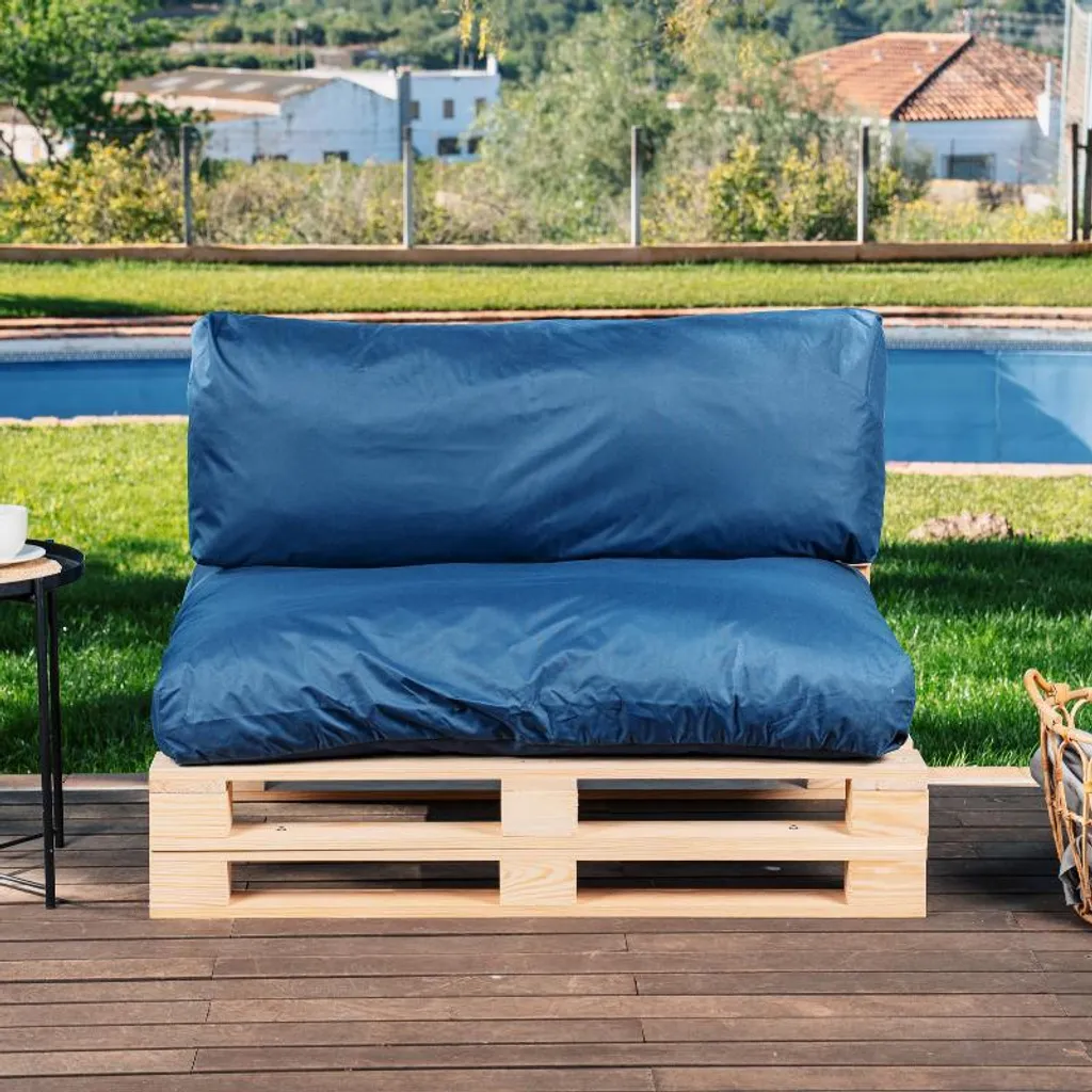 Offerta Lotto 2 Cuscini per Pallet BANANAIR Blu Sfoderabile 120x80x40 - 6