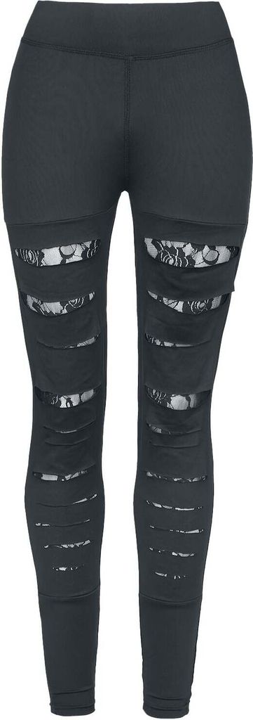 Rotterdamned Leggings Damen Women ́s Leggings with Cuts and Lace schwarz S