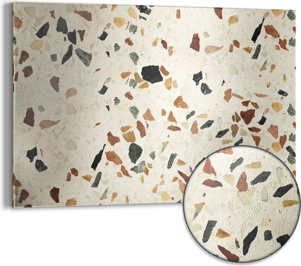 DEQORI Magnettafel Metall 60x40 cm 'Bunter Terrazzo-Stil' Whiteboard Pinnwand Büro