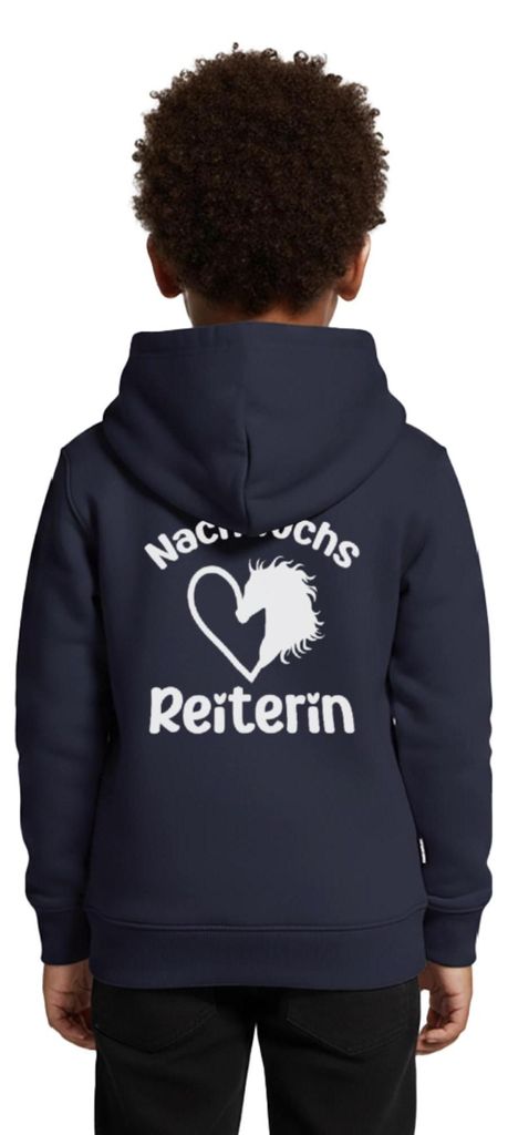 Spreadshirt Nachwuchs Reiterin | Pferdeliebe Mädchen Kinder Premium Hoodie, 134/140 (8 Jahre), Navy
