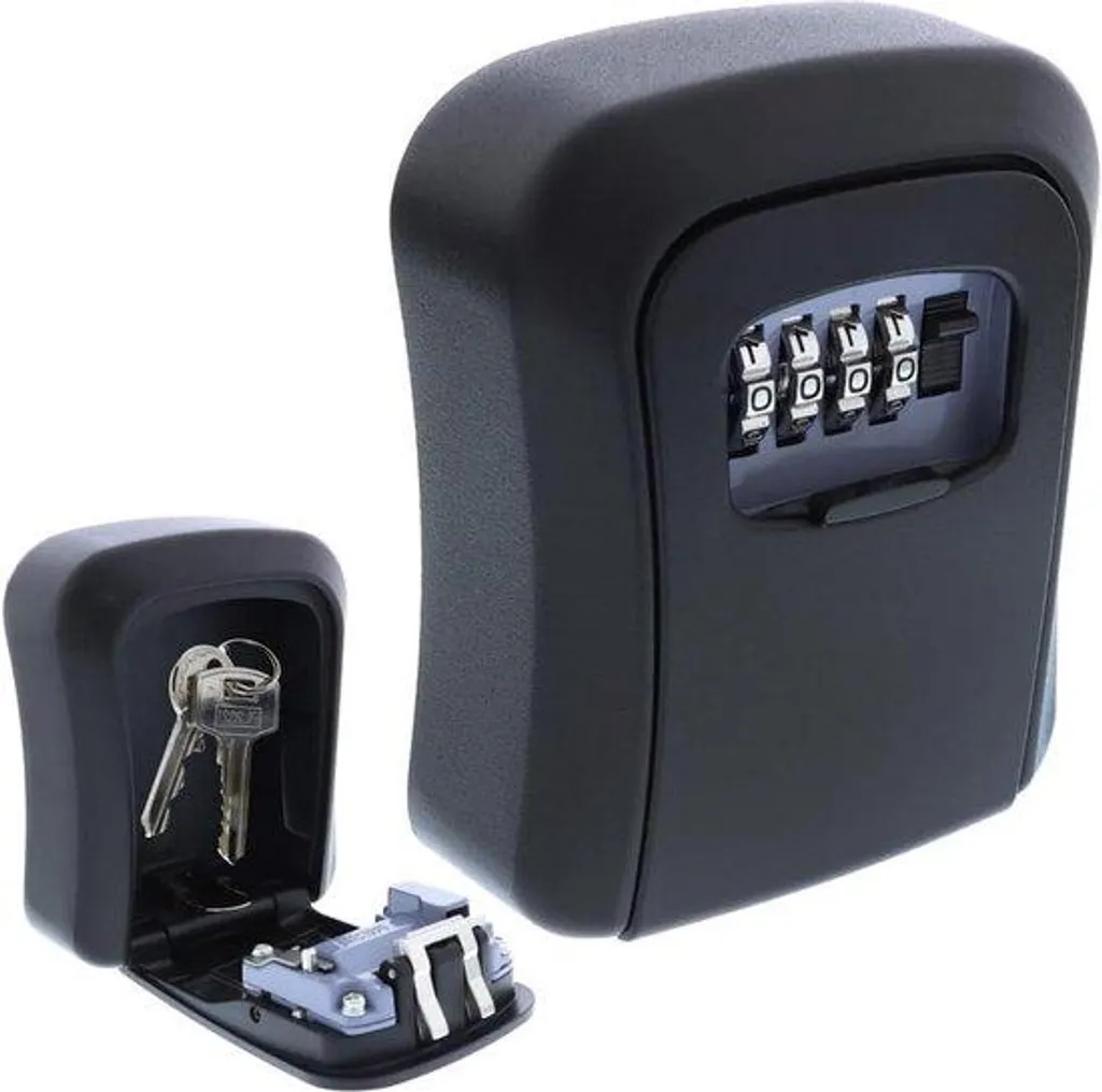 Boîte à clés extérieure code 4 chiffres antivol et étanche métal noir - 6
