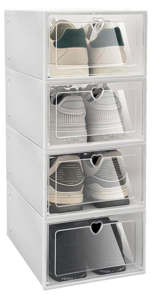 Schuhboxen, 20er Pack Schuhkarton mit Deckel, Stapelbar Schuhbox Schuhkarton Schuhaufbewahrung Schublade Transparent, Aufbewahrungsbox Halter für ...