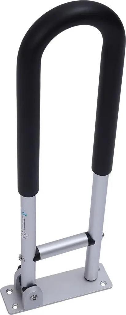 Barre de sécurité WC relevable 60 cm pour seniors - Alu noir robuste