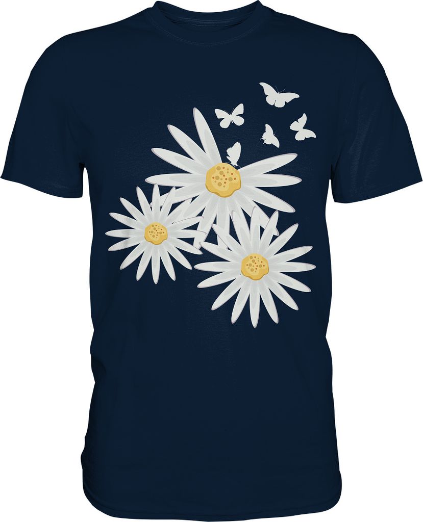 Gänseblümchen Schmetterlinge T-Shirt – Navy / 5XL Produktbild 