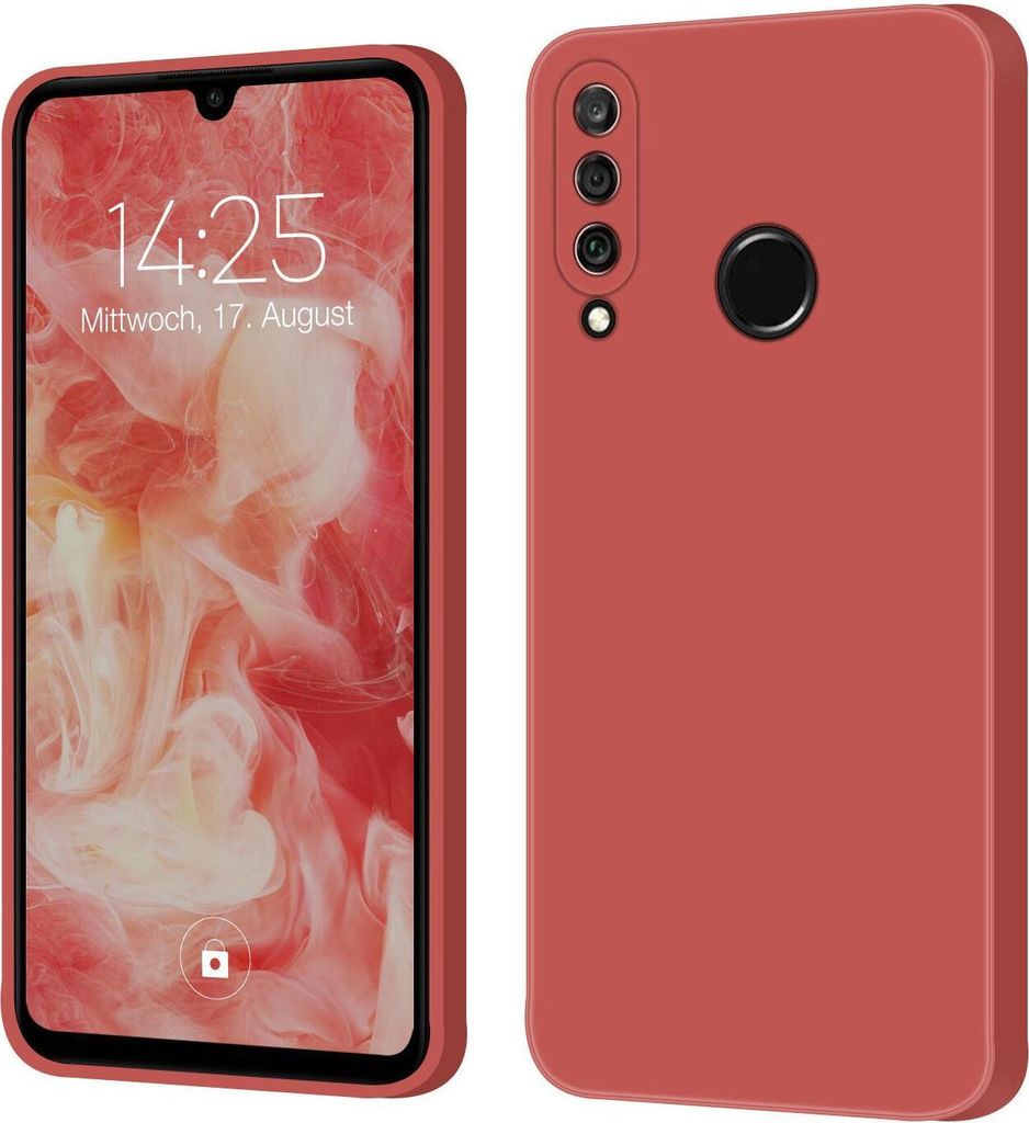 Hülle für Huawei P30 Lite Case Cover Bumper Silikon Softgrip Schutzhülle Farbe: Rot