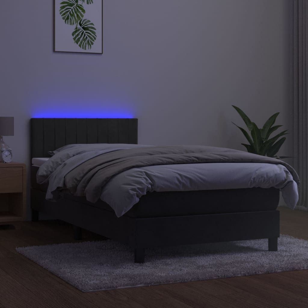 Maison Exclusive - Boxspringbett mit Matratze & LED Dunkelgrau 90x200 cm Samt