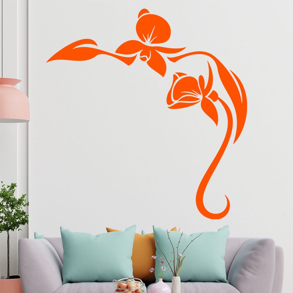 Orchidee - Linien Wandtattoo in 6 Größen - Wandaufkleber Wall Sticker - Dekoration, Küche, Wohnzimmer, Schlafzimmer, Badezimmer