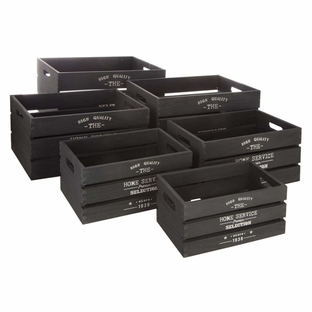 A collection of wooden crates arranged on a white background.