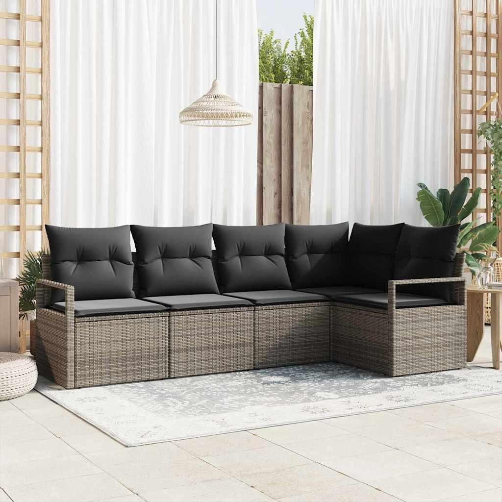 Maison Exclusive - Sofa Set 5 pcs Grau Poly-Rattan
