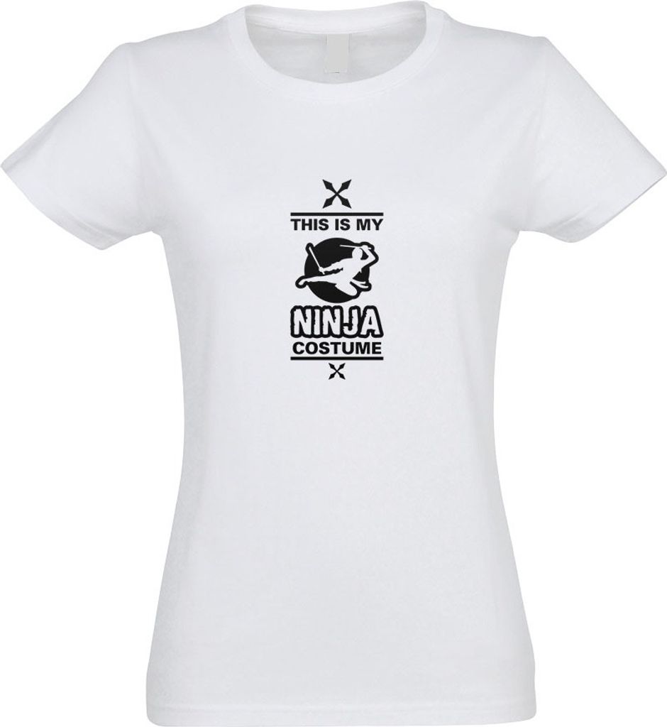 Kiwistar - T-Shirt tailliert - Damen - Weiss - This is My Ninja Costume - mit Motiv Bedruckt - Funshirt Design - Sport - Freizeit - Damen - M