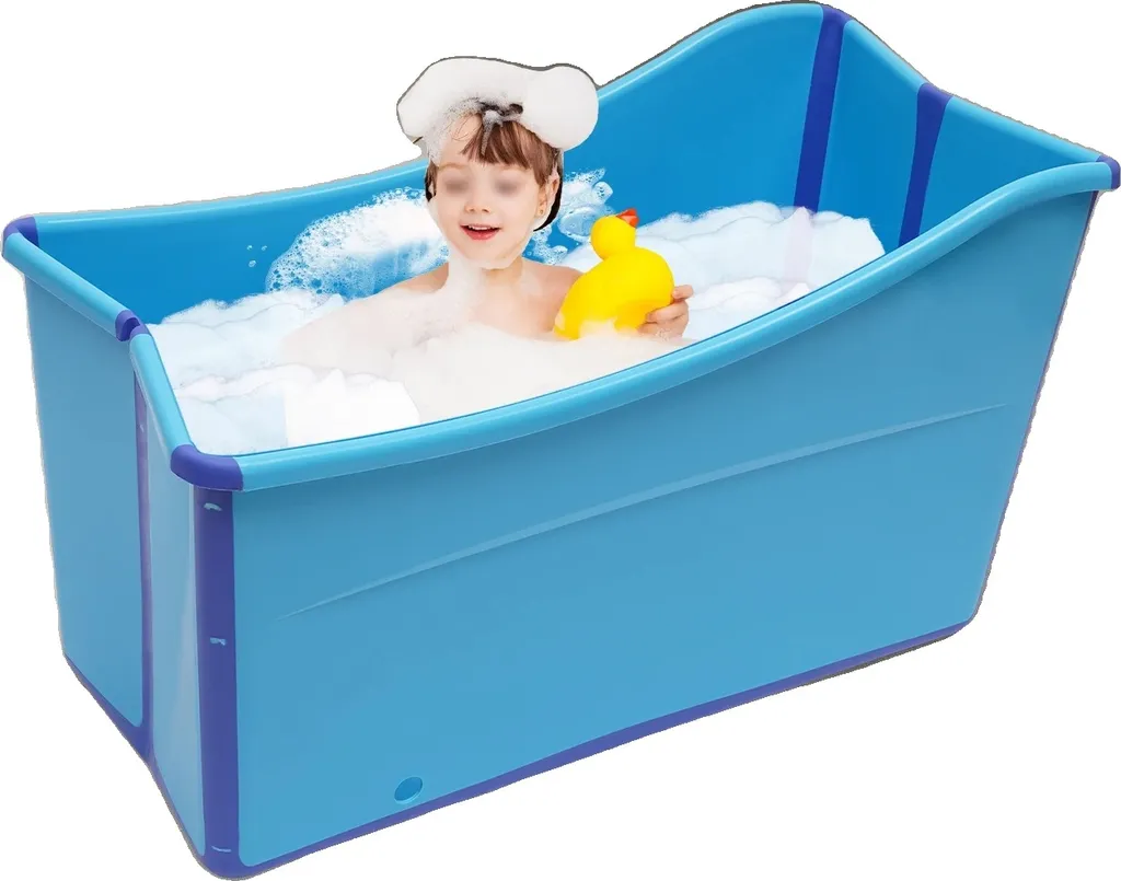 Baignoire portable pliable en plastique bleu pour salle de bain gain de place