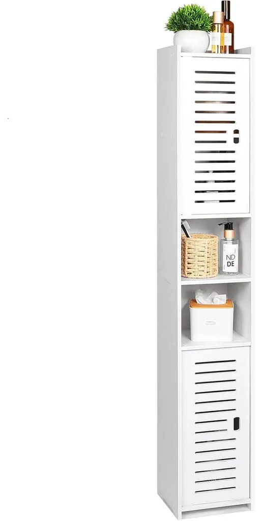 Meuble de salle de bain colonne blanc - Armoire haute étroite 170cm