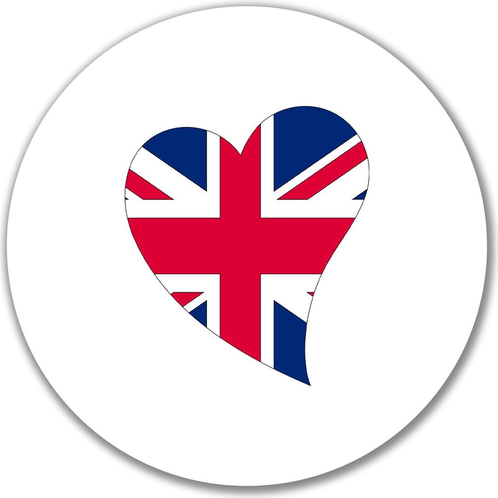 Huuraa Aufkleber England Flagge Herz 10cm rund Sticker Geschenkidee
