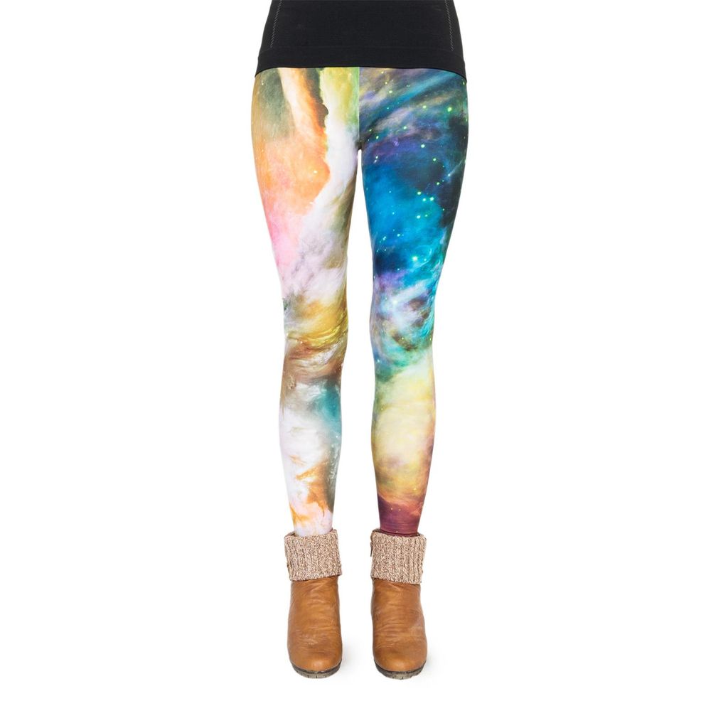 cosey - bedruckte bunte Leggins (Einheitsgröße) - Design Galaxy Rainbow