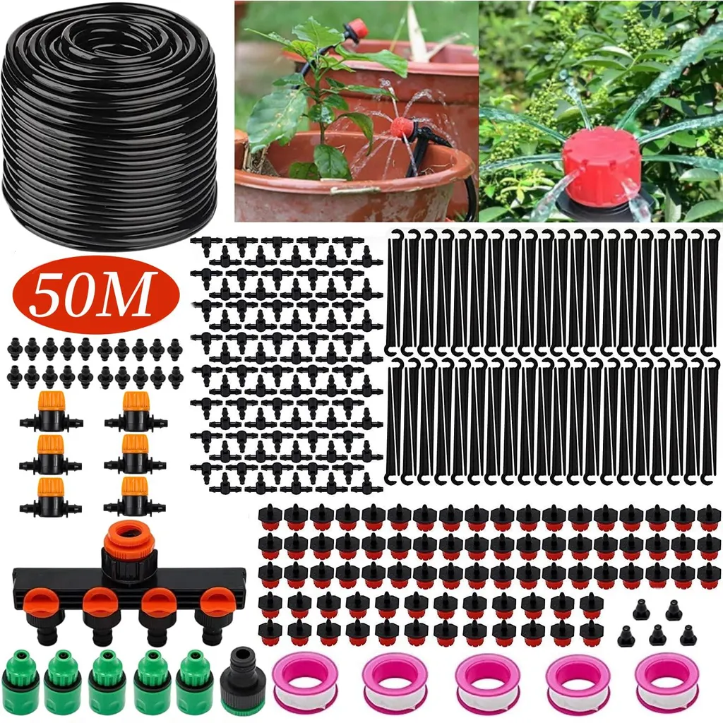 Kit d'arrosage pour parterres de fleurs et potager sur 50 mètres
