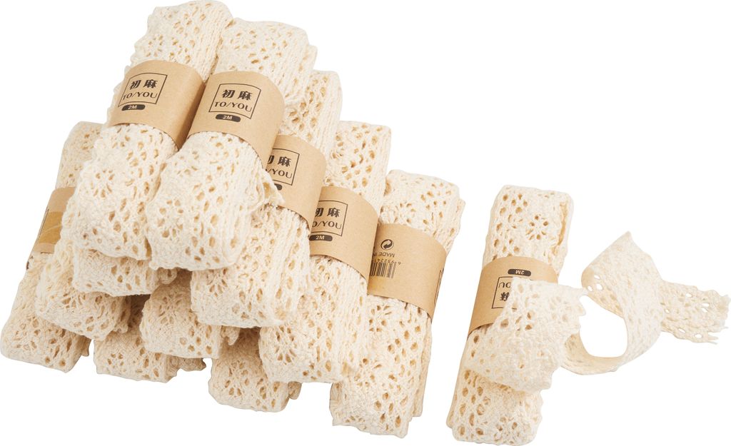 VBS Spitzenband Creme, 2 m, 12 Stück Design 1