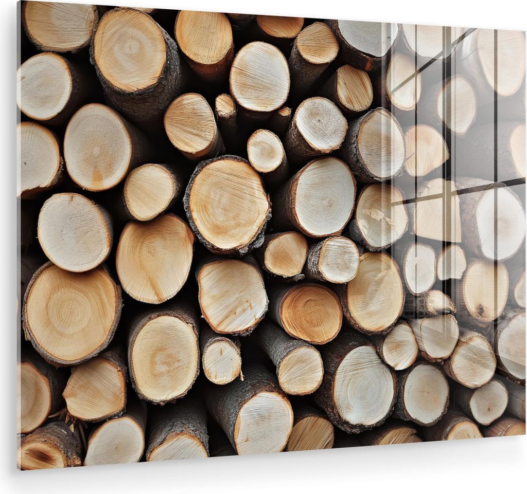 MuchoWow Glasbilder - Bilder auf Wandbild - Foto auf Glas Holz - Baumstämme - Textur 40x30 cm Wanddekoration aus Glas - Acrylglasbild - Acrylbilde...