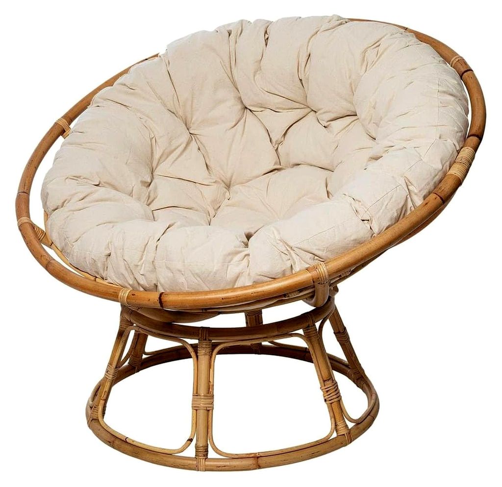 Atmosphera Rattan-Sessel – Bequemer Papasan-Sessel mit Kissen – Für drinnen und draußen – Gartenmöbel, Terrasse, Balkon, Wohnzimmer